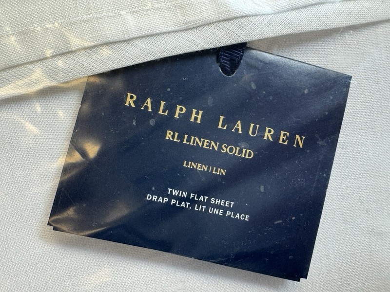Ralph Lauren RL Linen Solid Twin Flat Sheet White Alabaster Bed NEW gallery