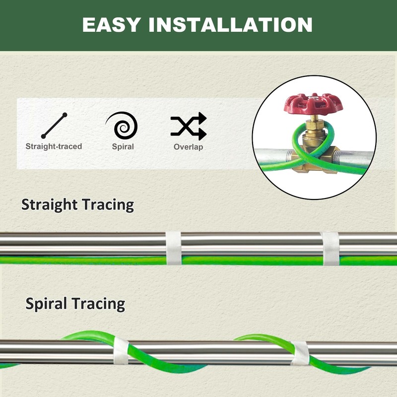 MAXKOSKO 50 Ft Self-Regulating Heat Tape for Metal And Plastic Home Pipes gallery