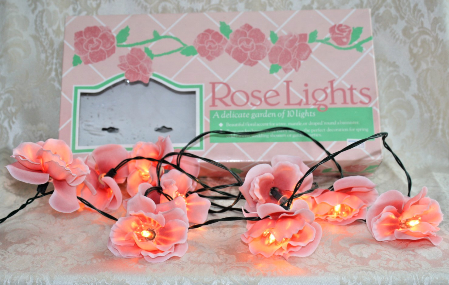 STRAND 10 ROSE Lights PINK 9 Feet LONG Box Midwest Importers Cannon Falls WORKS! gallery