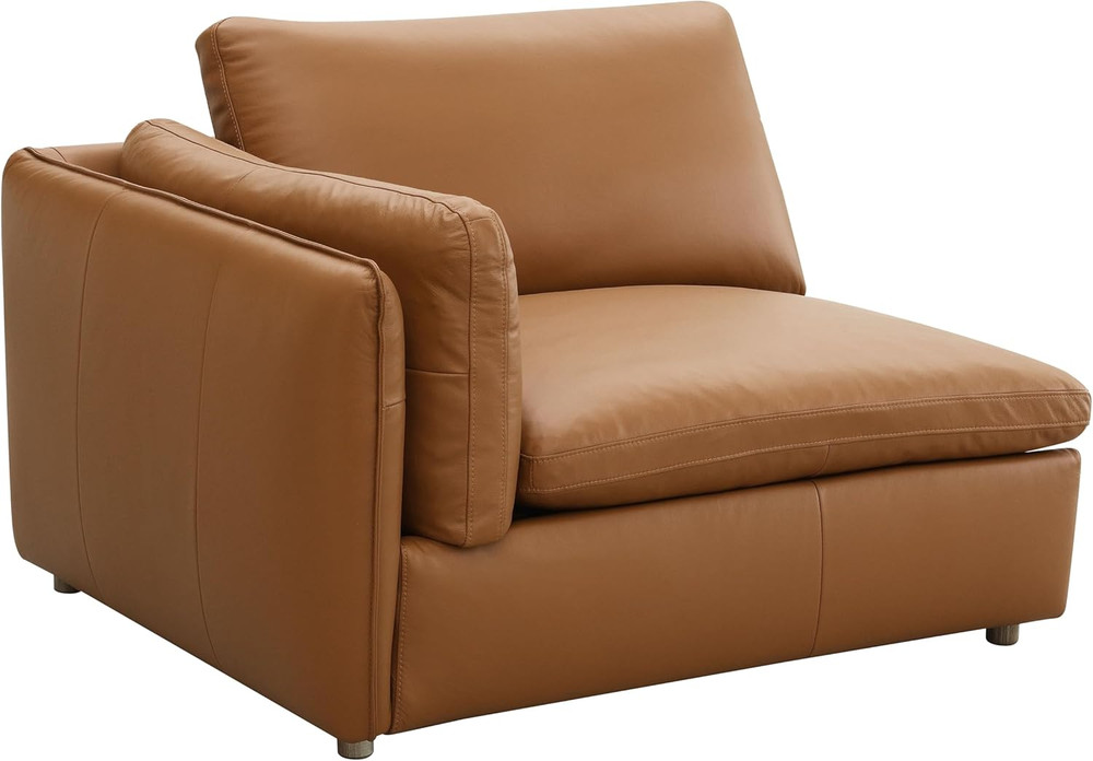 Tan Top Grain Leather Sectional Sofa - Brighton Contemporary Design