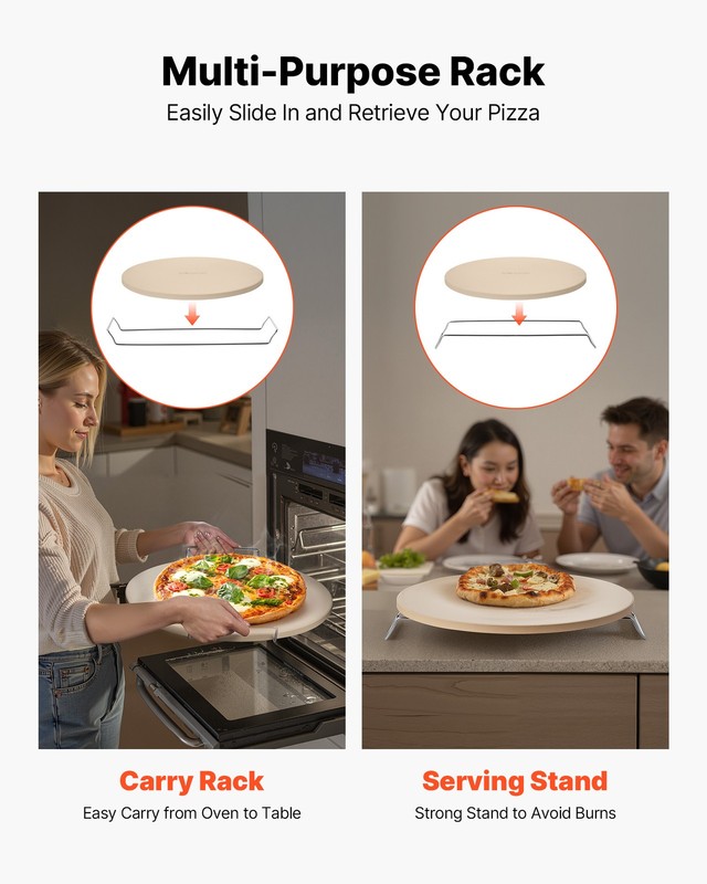 VEVOR Pizza Stone Round/Rectangular Cordierite Baking Stone for Oven & Grilling gallery