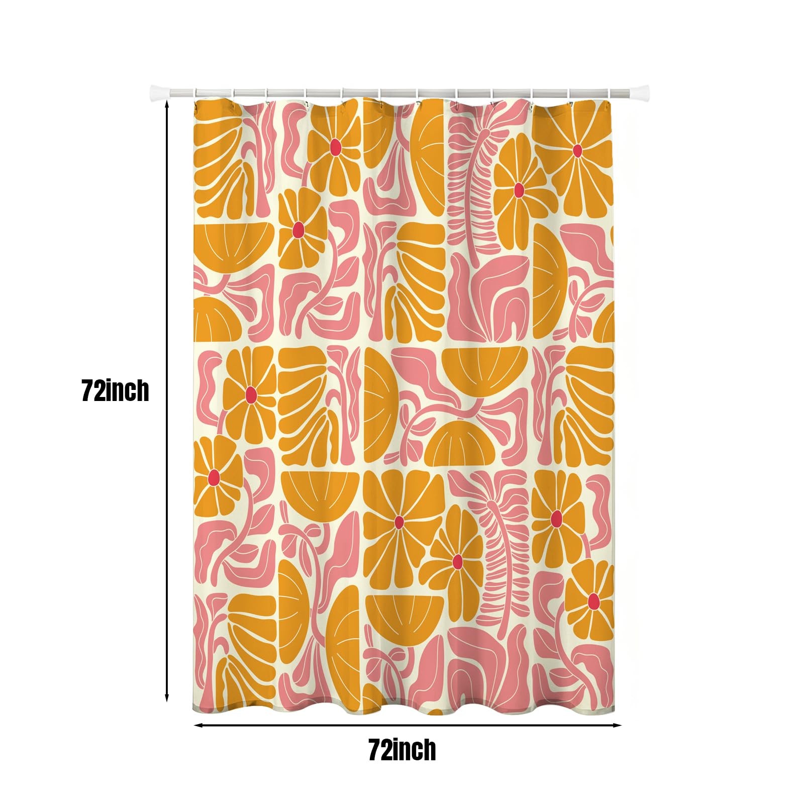 FTSYAD Abstract Geometric Floral Shower 72"W x 72"L (Pack of 1), Orange gallery