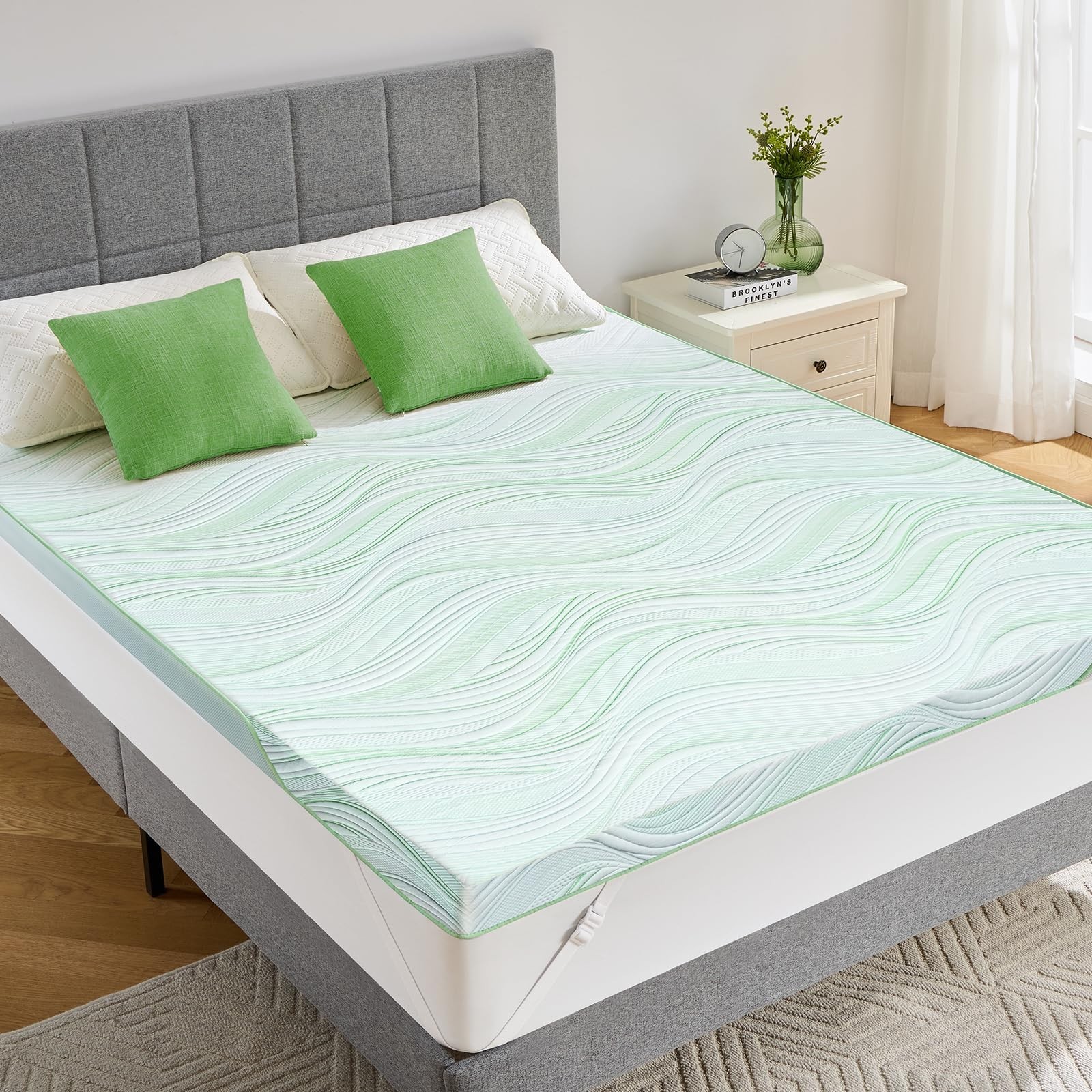 PERLECARE Medium Firm Mattress Topper Queen- 3 Inch Bamboo Memory Foam Bed To... gallery