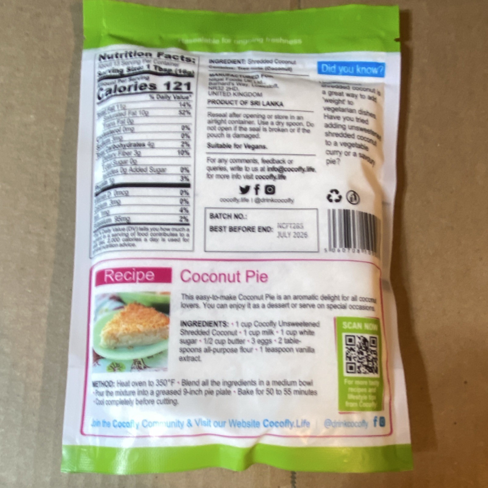 Cocofly Unsweetened Shredded Desiccated Coconut 198g Gluten Free Vegan Fiber gallery