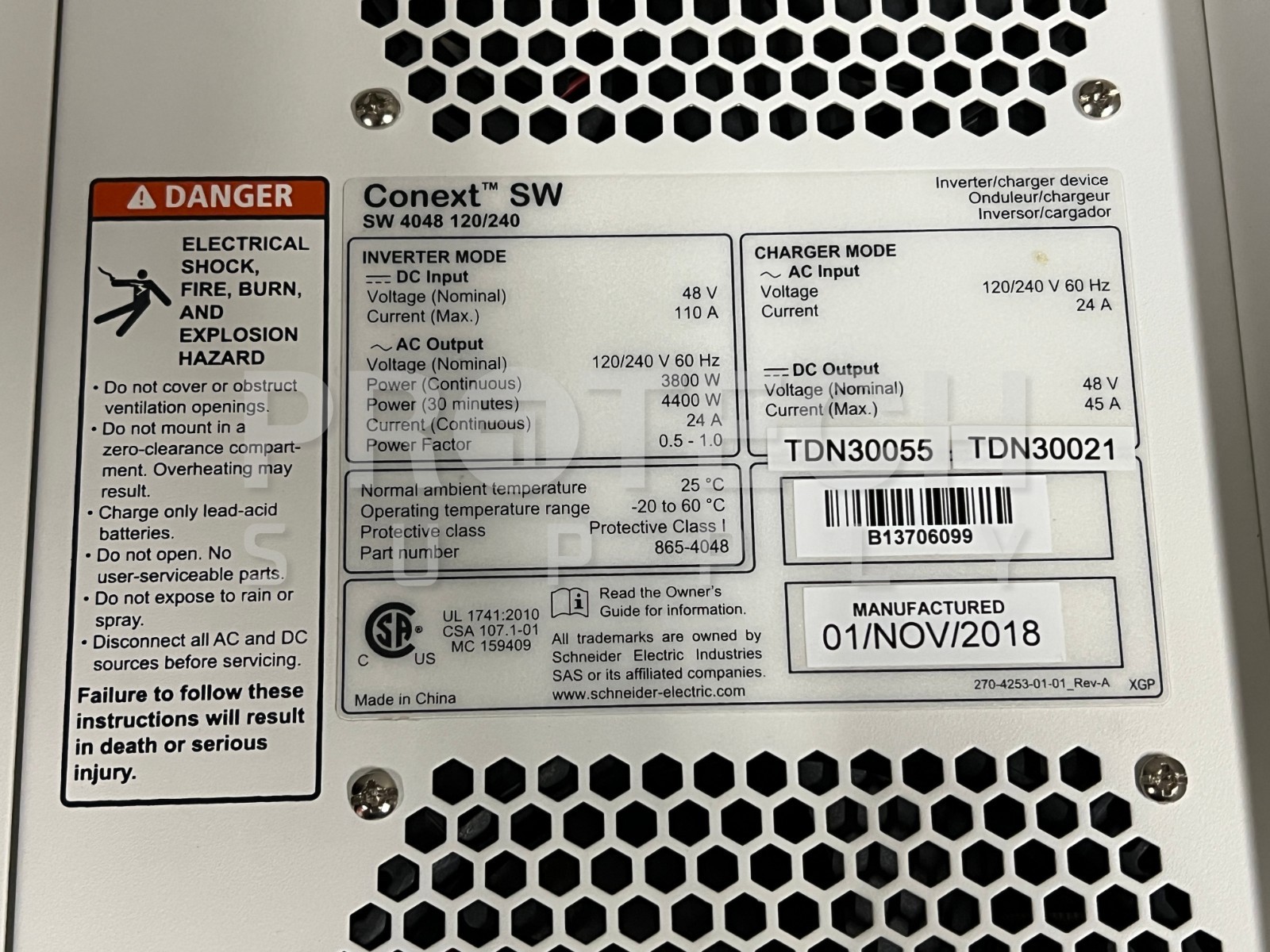 Schneider Electric 865-4048 Conext SW Solar Hybrid Inverter with WARRANTY gallery