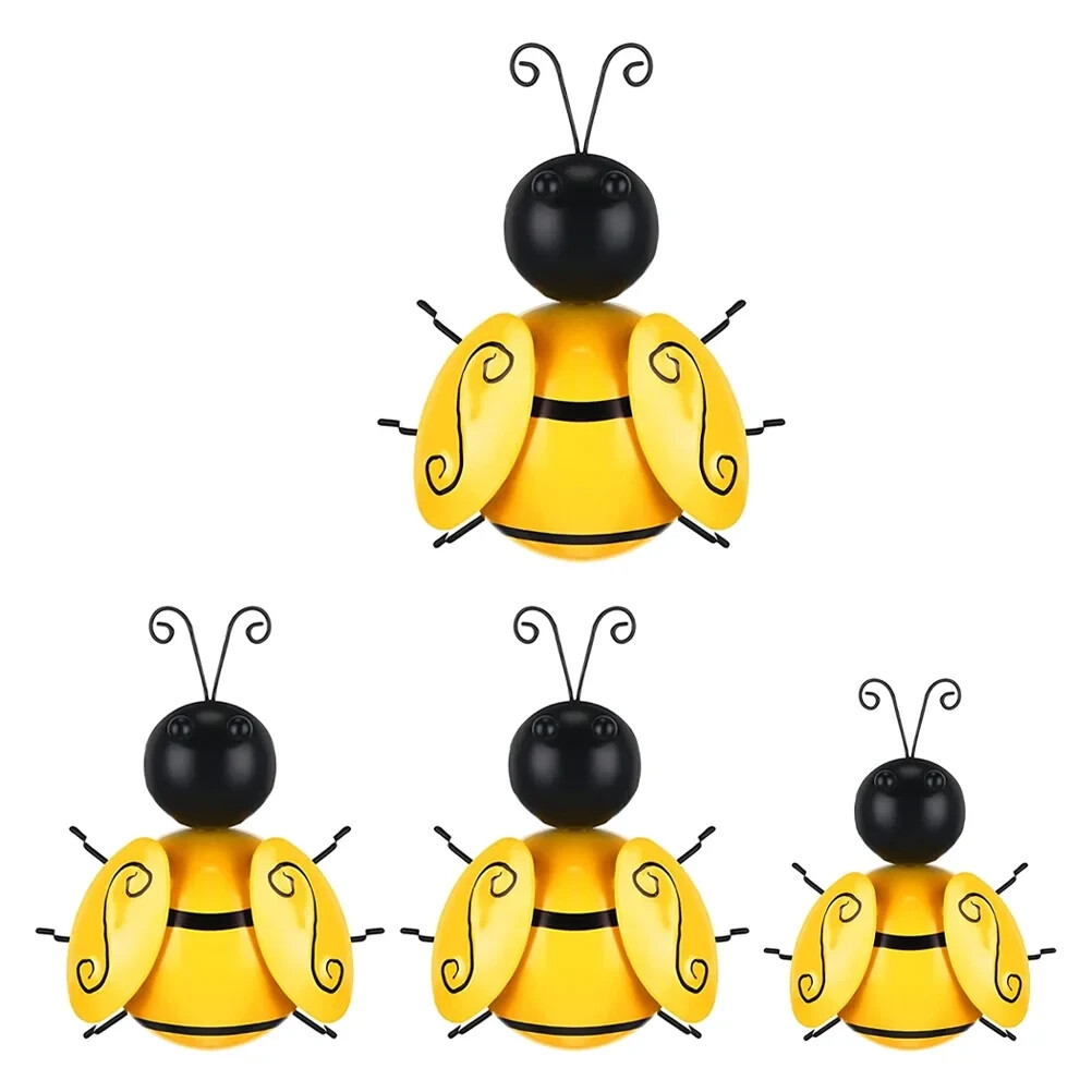 Decorative Metal Bumble Bee Garden Accents - Lawn Ornaments - Set of 4 gallery
