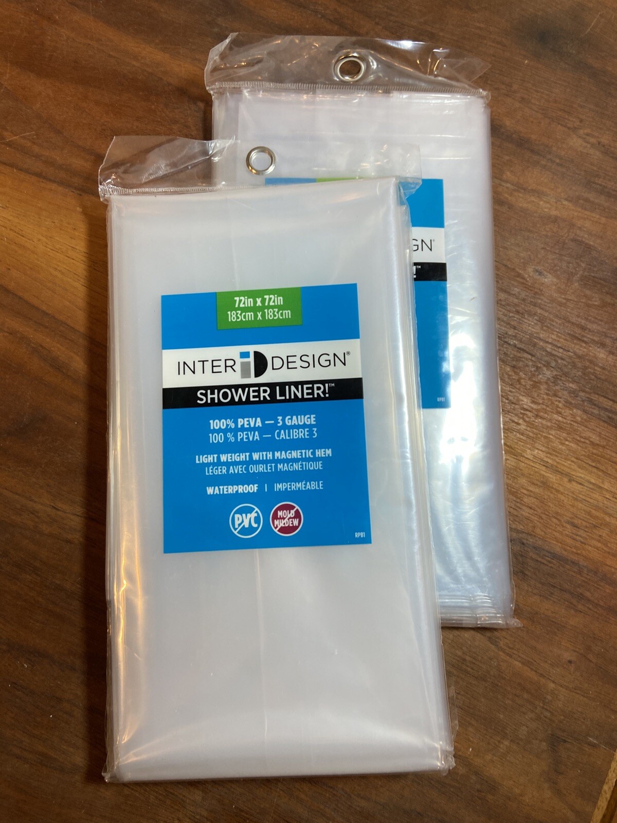 INTERDESIGN 72"X72" SHOWER LINER 100%PEVA 3 GAUGE CLEAR gallery