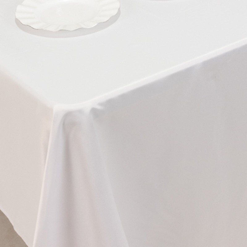 White 60x126" RECTANGLE Lamour Satin TABLECLOTH Wedding Party Home Banquet gallery