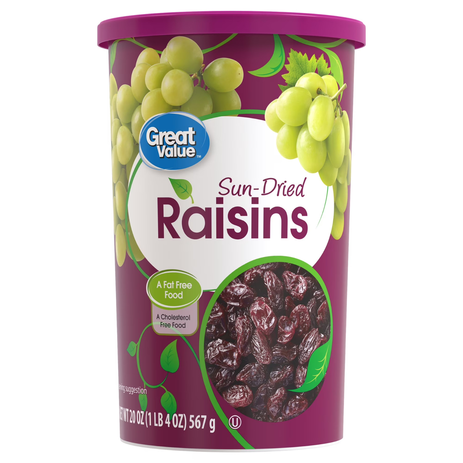 (2 pack) Great Value Sun-Dried Raisins Canister, 20 oz (1lb 4oz) 567g gallery