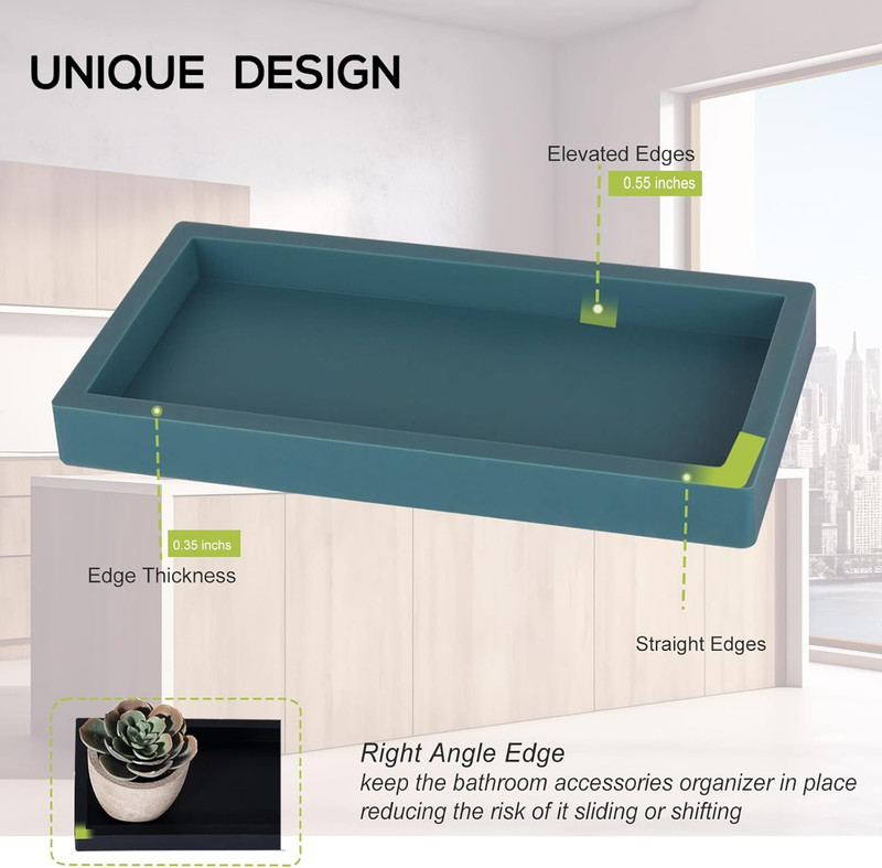 Small Silicone Bathroom Vanity Tray Rectangle Soap and Sponge Holder Kitchen Sin gallery