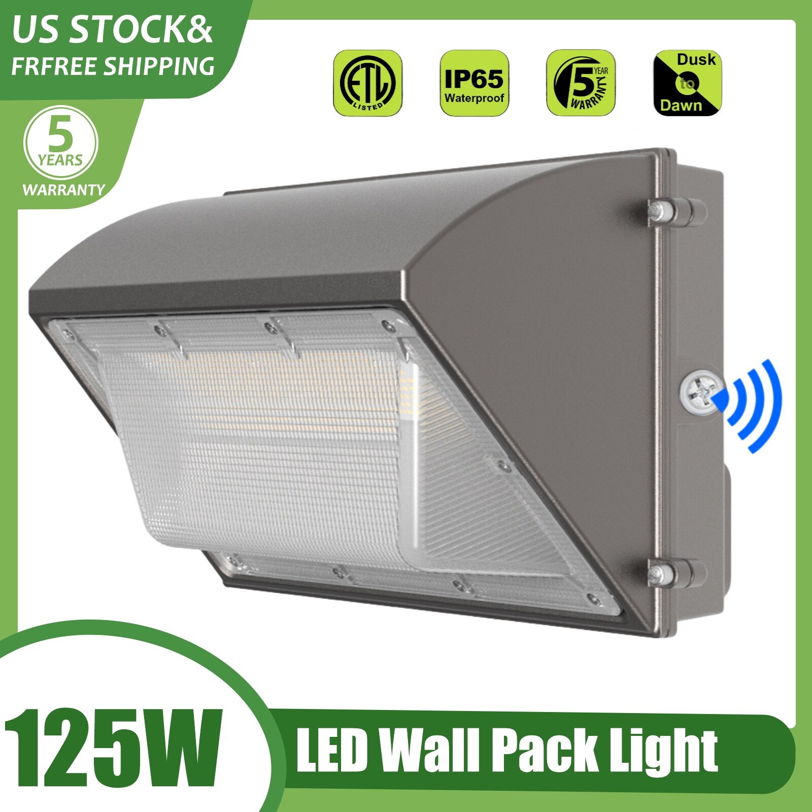 WYZM 125W 150W LED Wall Pack Light With Photocell 130LM/W 110-130V ETL Listed gallery