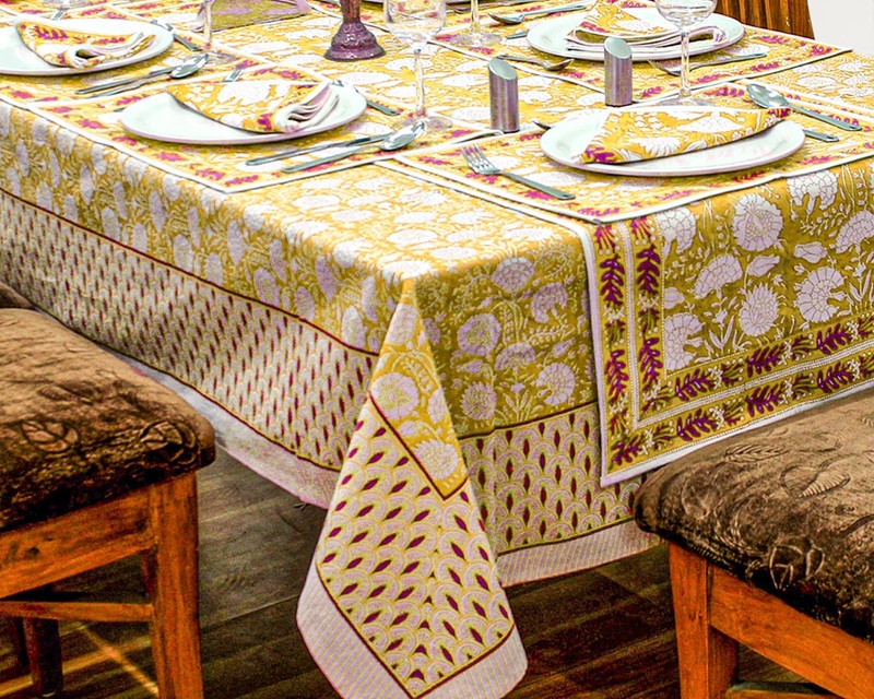 Hand Block Printed Table Cloth Dining Table Cover Cotton Table Linen gallery