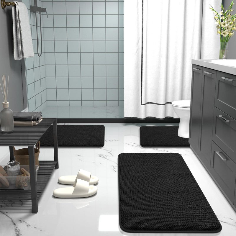 OLANLY Thick Memory Foam Bath Mat Rug 32x20, Extra Soft 32" X 20", Black gallery