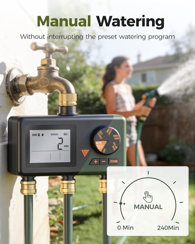 Sprinkler Timer 3 Zone Water Hose Timer for Garden Rain Delay Manual / Auto Mode gallery