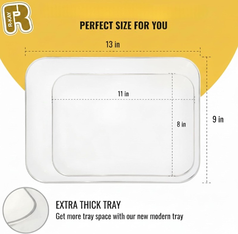 8x11 Inch Rectangular Silver Plastic Dessert Trays - Pack of 3 for Entertaining gallery