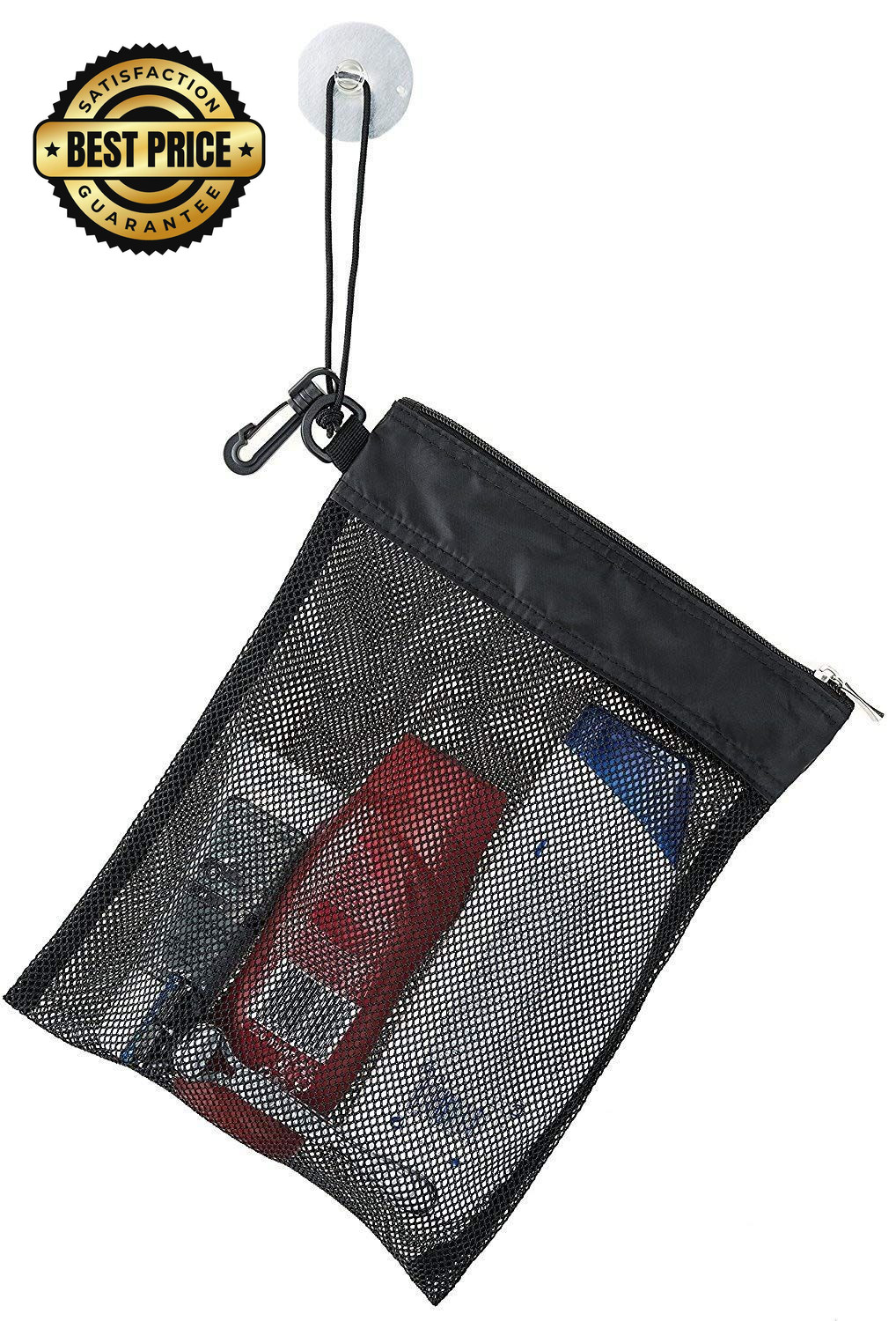 Shower Bag Tote, Mesh Caddy Toiletry Organizer 12”L x 9”W, Compact and Black gallery