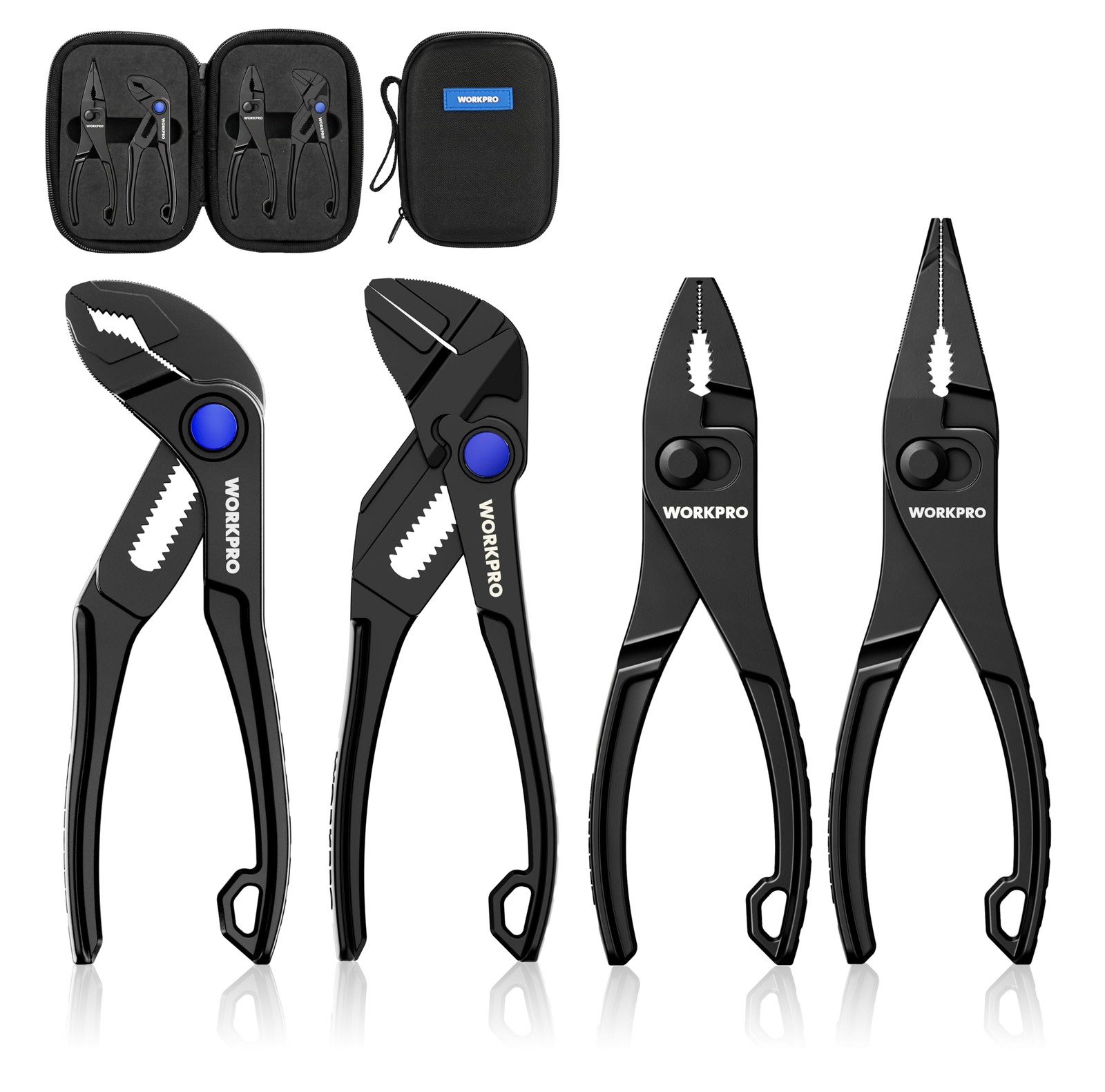 WORKPRO 3-Piece Mini Pliers Set with Pouch, 4-Inch Slip Joint Plier & 4-Inch Wat gallery