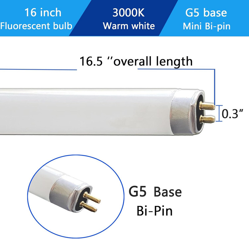 (4 Pack) 16’’ F10T5/830 Fluorescent Bulb Replacement for Jasco 10W 3000K Warm Wh gallery
