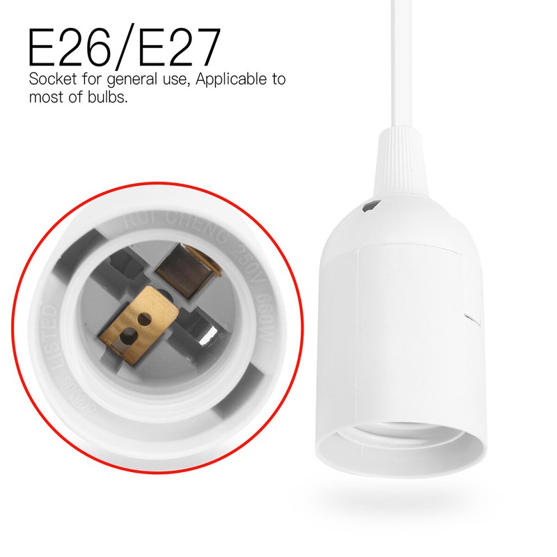 2Pcs Light Lamp Cable Switch E26/E27 Bulb Socket Extension Hanging Pendant 1.8M gallery
