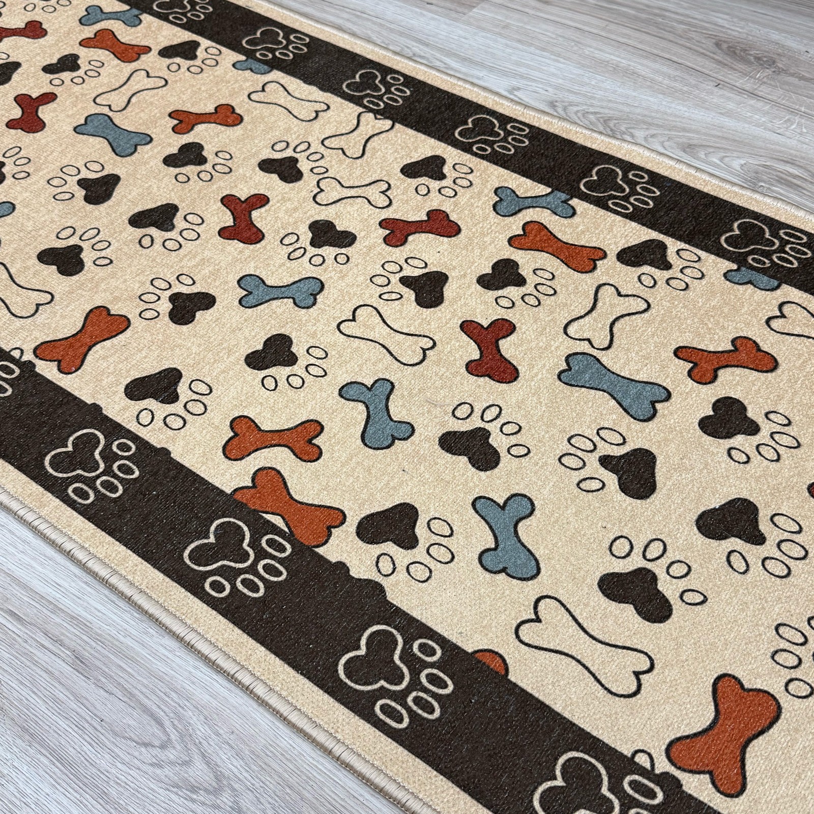 Custom Size Pet Paw Design Washable Non Slip Low Cut Pile Runner Rugs gallery