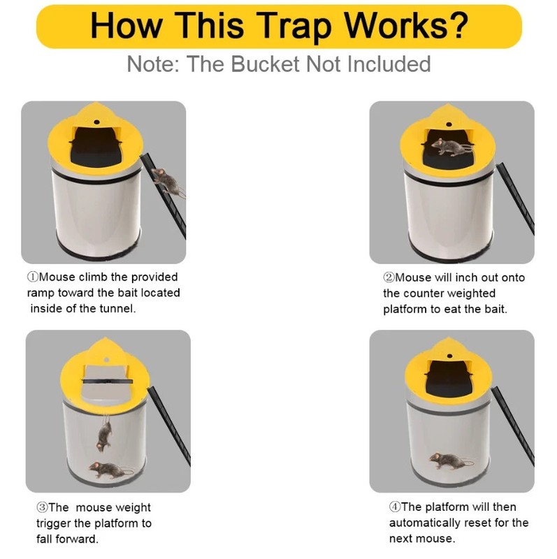 Mouse Rat Trap Flip & Slide Mouse Trap Bucket Catcher Mousetrap Slide Bucket Lid gallery