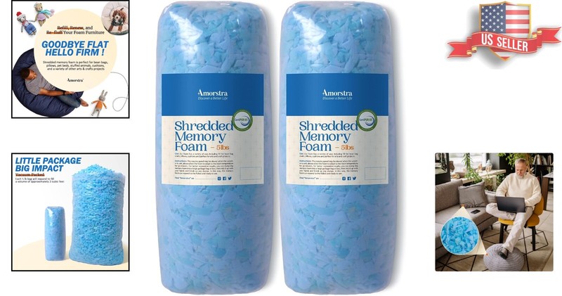 Versatile Multipurpose High-Density Memory Foam Filling - 10 Pounds - Blue gallery