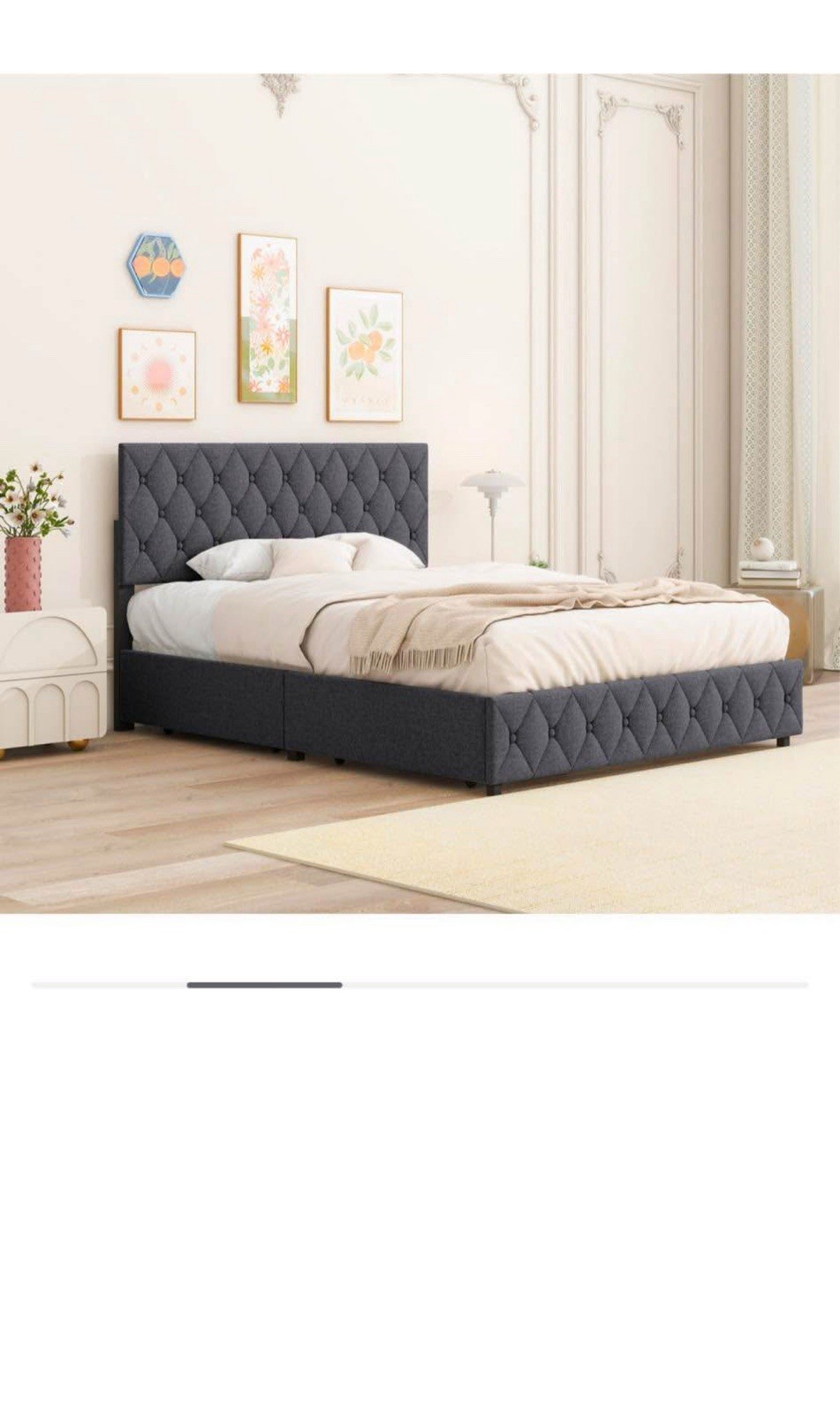 Streamdale Queen Platform Bed with 4 Drawers, Linen Headboard gallery