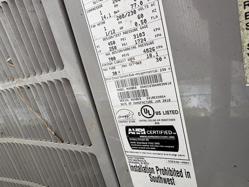 Carrier Central Air Conditioner 24ACC36A300 Energy Star 208-230V Gray gallery