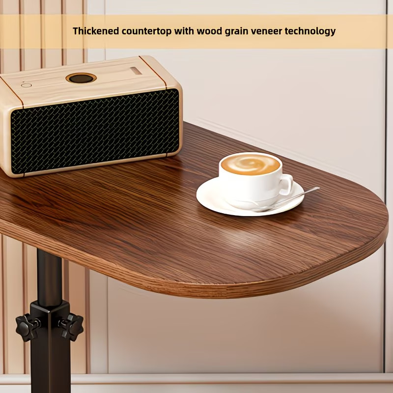 Walnut C-Shaped Sofa Side Table Adjustable Laptop Desk & Snack Tray for Bed/Couc gallery