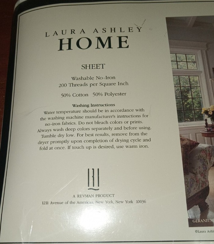 Laura Ashley Flat Sheet Geranium Stripe Full Flat Sheet 81" x 96" Finished NEW! gallery