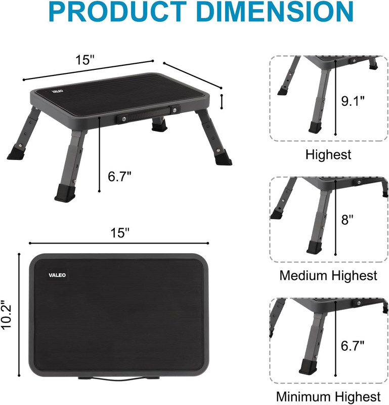 Folding Step Stool, Adjustable Step Stool with Non-Slip Platform, 330 Lbs gallery