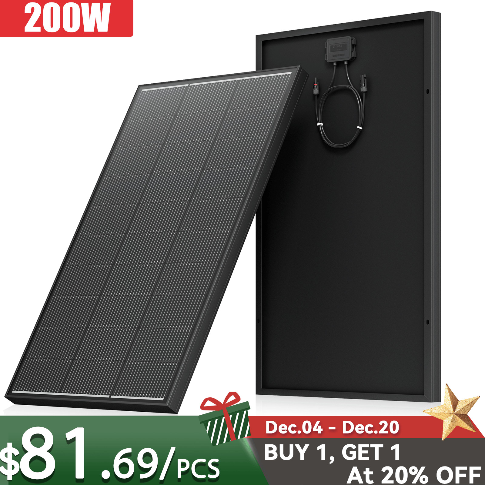 200W Solar Panel 12V Battery Charge RV Car Marine Home Off-Grid Charger Rooftop gallery
