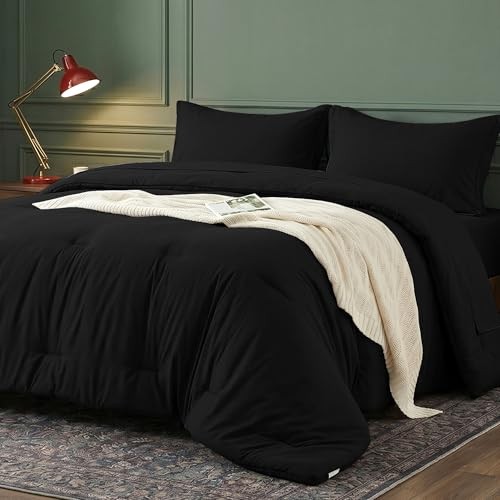 Comforter Set 7 Pieces - Ultra-Soft Bed in a Bag Size, Cozy Luxury Full Black gallery
