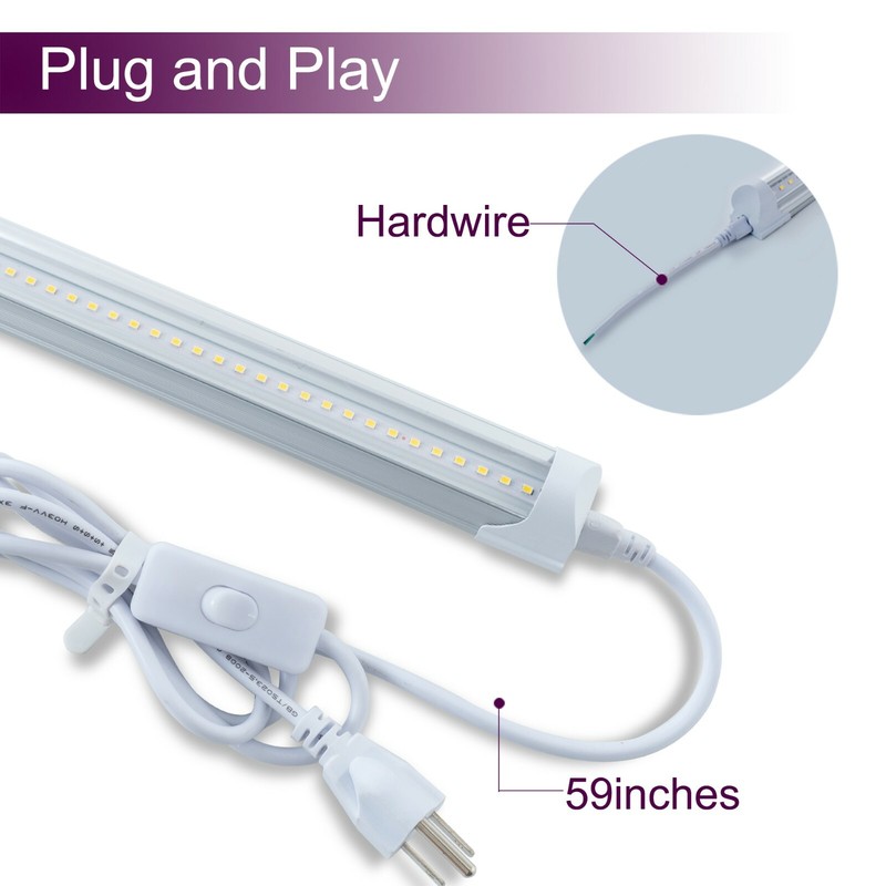 12 Pack T8 4FT LED Shop Light Linkable Ceiling Tube Fixture 24W 6000K Clear gallery