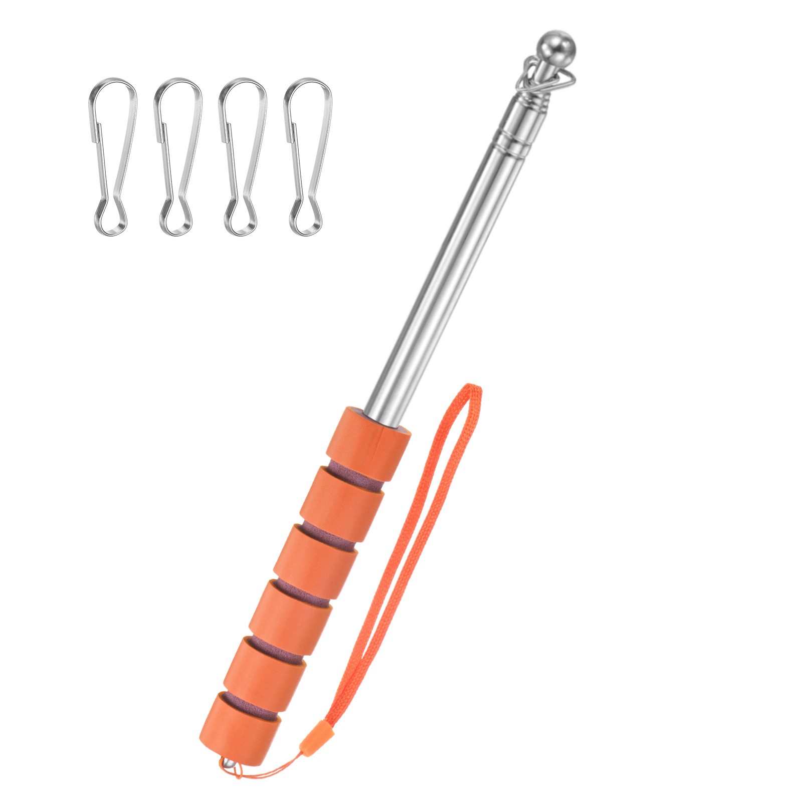 3.94Ft/1.2M Telescopic Flag Pole with Clips Orange gallery