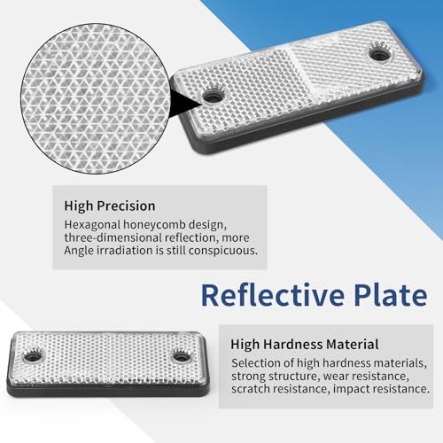 White Screw-On Rectangular Reflectors for Mailbox - 10 Pack gallery