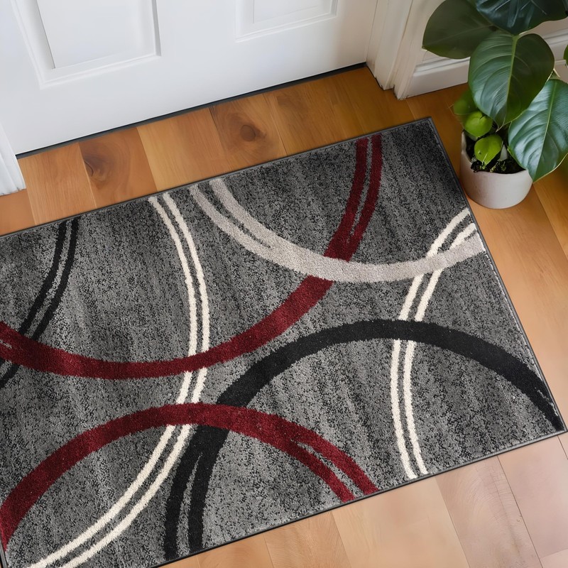 Red Rectangular Area Rug 2 7 x 4 Soft Durable Machine Made for Indoor Spaces gallery
