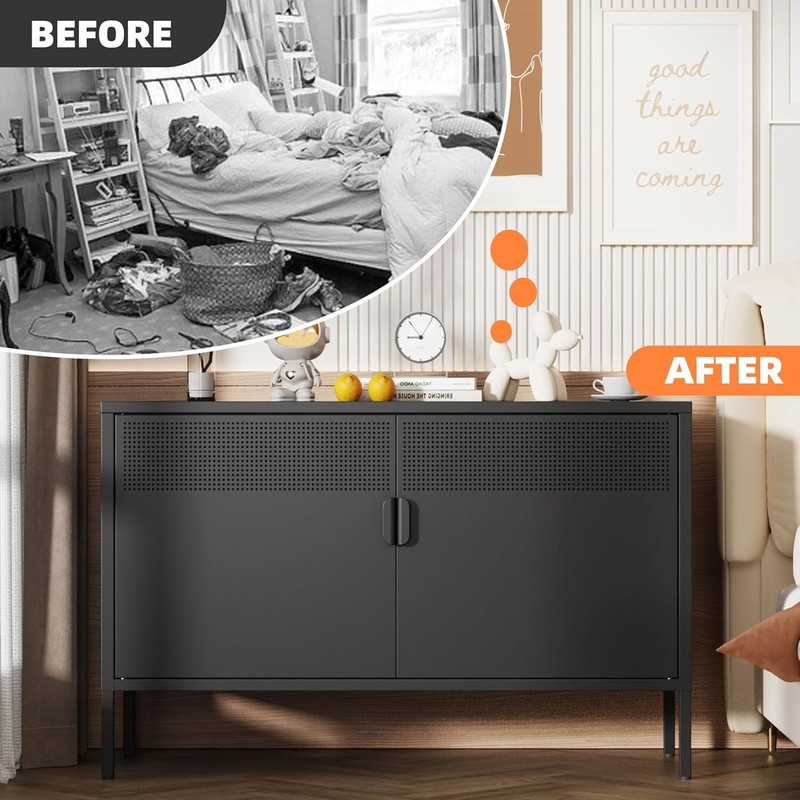 Cofar Storage Cabinets Metal Utility with Adjustable Shelf Living Room Bedroom gallery