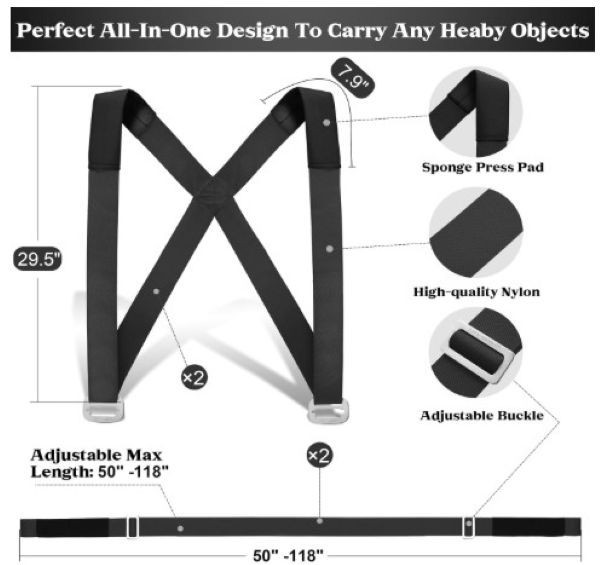 2-Person Lifting Straps for Moving Furniture, Appliances up to 800lbs gallery