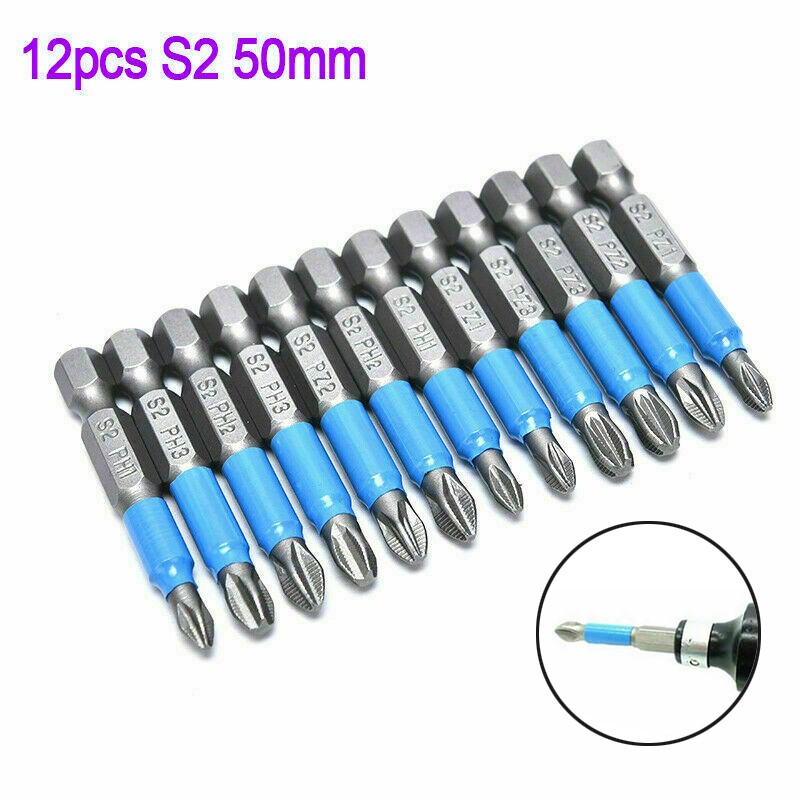 12Pcs Non-slip Screwdriver Bit Set Electric-Impact PH1/PH2/PH3/PZ1/PZ2/PZ3 gallery