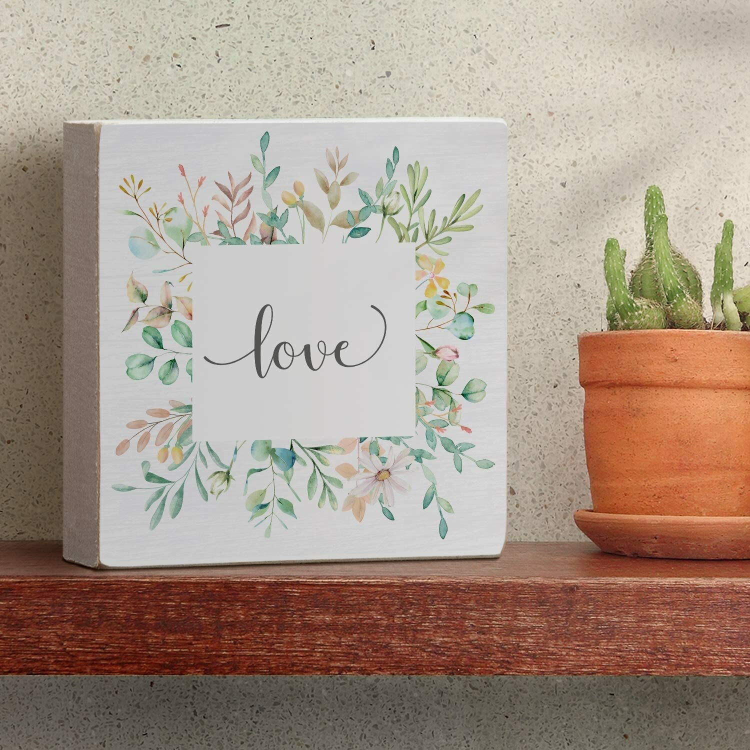 Counterart Wood Block Décor Message Love Sign, 3.75 inches Square gallery