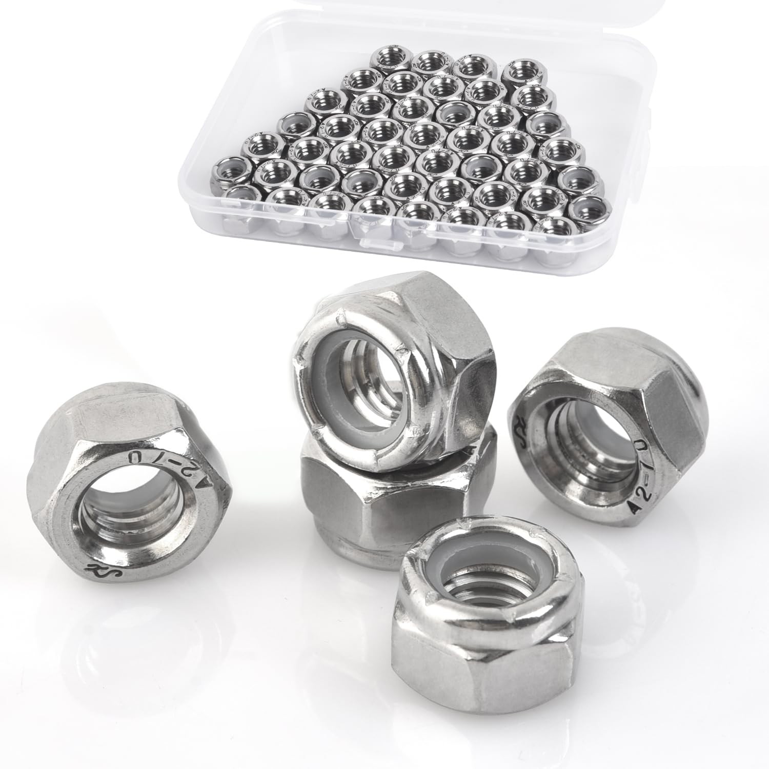 8# 32 Lock Nuts - 80Pack Nylon Insert Hex Locknuts,304 8-32(80 pack), Silver gallery