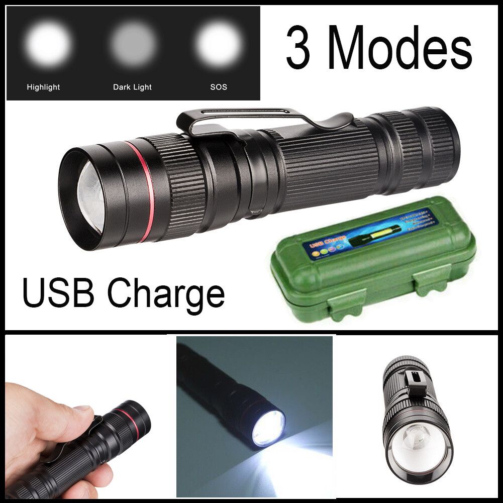 Rechargeable 990000LM LED Flashlight Tactical Police Super Bright Torch Zoomable gallery