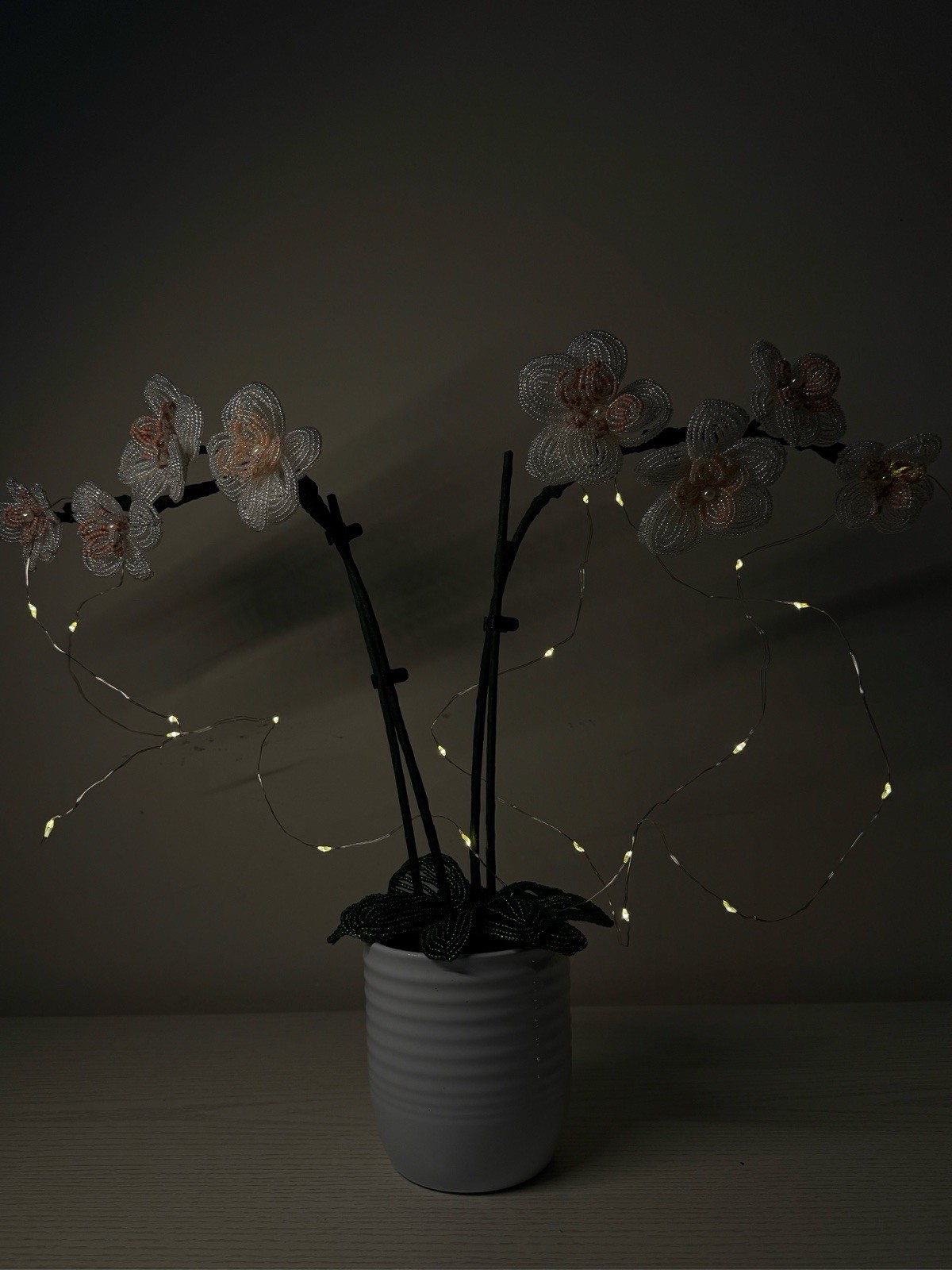 Beaded Orchid Flowers Home Decor Table Decor Handmade Vintage gallery
