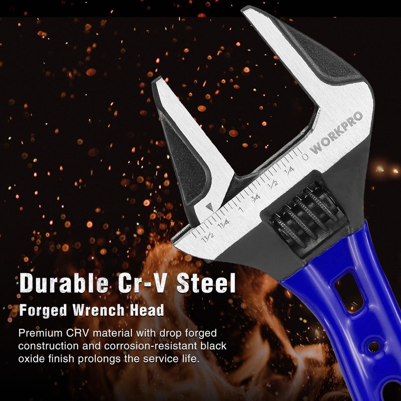 WORKPRO 4-inch Stubby Adjustable Wrench Metric/SAE Extra Wide Jaw Opening Wrench gallery