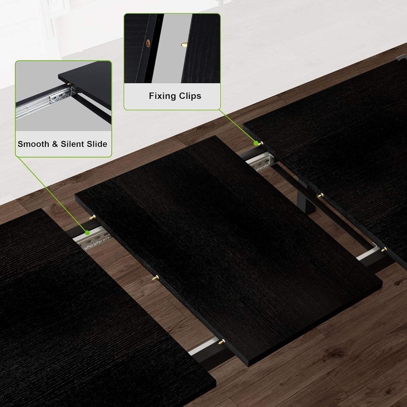 63 Inch Extendable Dining Table Set Black For 4 To 8 gallery