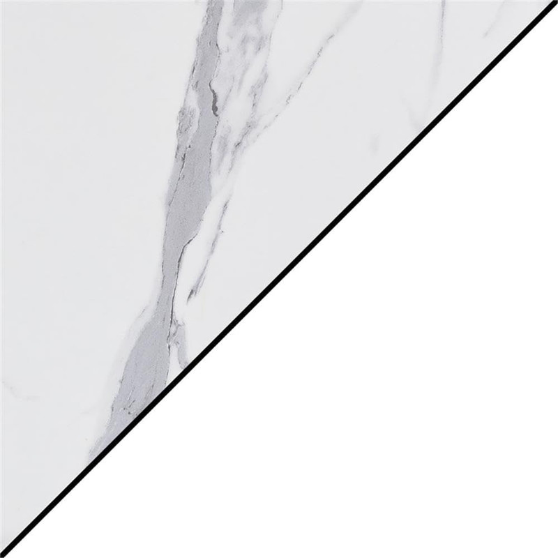 Modern 47" Trestle Desk & Vanity with Shelves - White Faux Marble Finish gallery