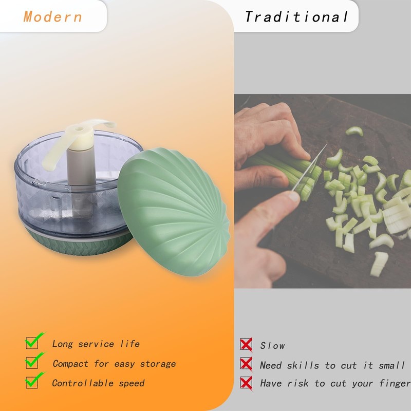 , Portable Hand-Powered Garlic Mincer, Mini Manual Food Chopper for Small Kit... gallery
