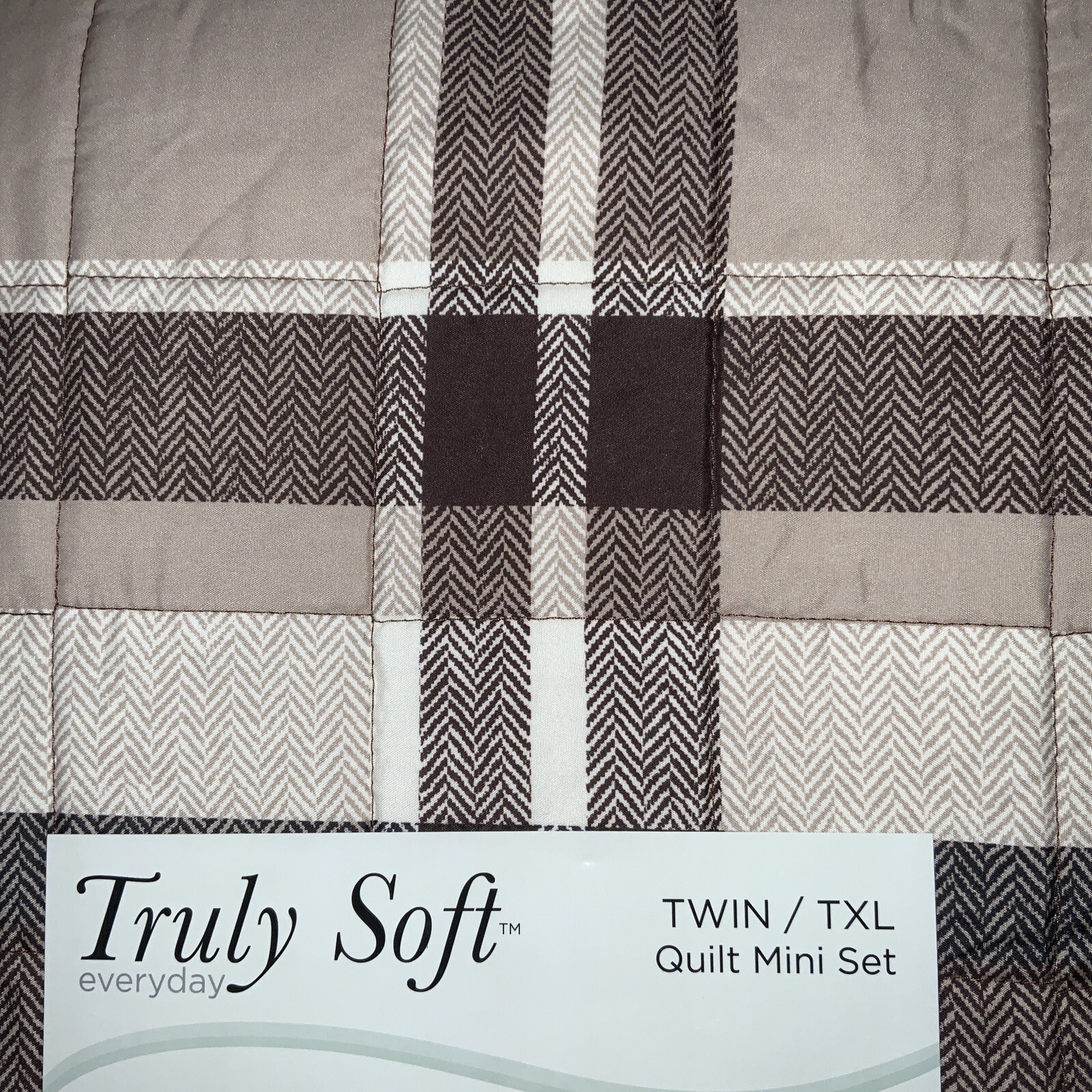 🪵 Truly Soft Everyday Paulette Plaid Quilt Mini Taupe 2 Pcs TwinXL🆕AS SHOWN gallery