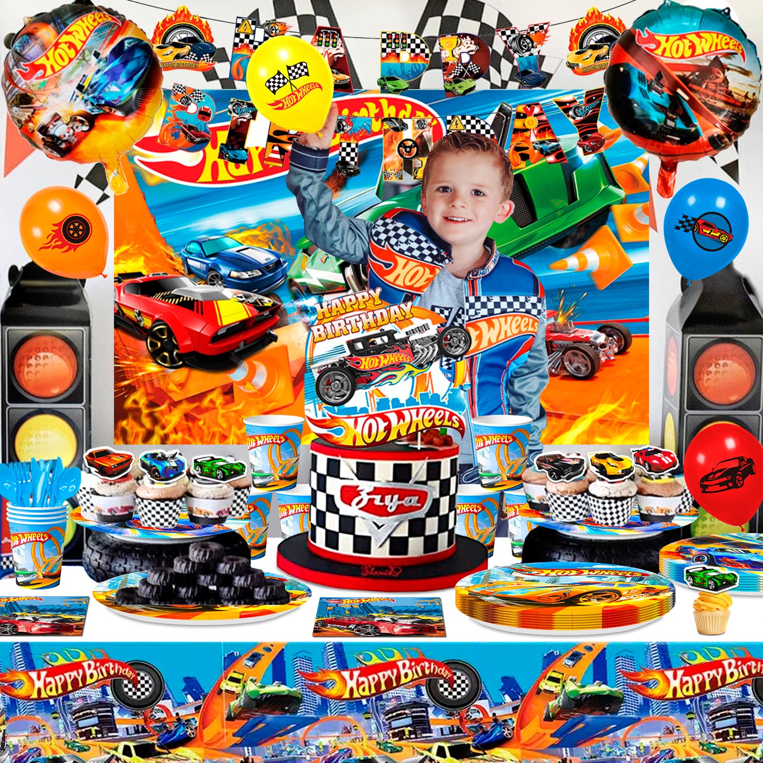 Hot Wheels Party Decorations Race Car Party Supplies Balloons Tableware Cups Set gallery